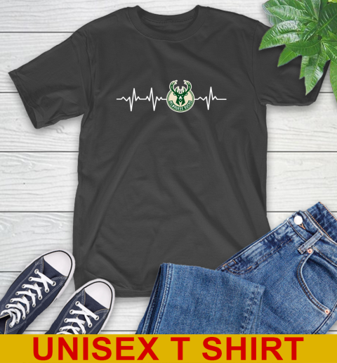 Milwaukee Bucks NBA Basketball Heart Beat Shirt T-Shirt