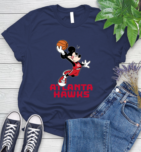 NBA Basketball Atlanta Hawks Cheerful Mickey Mouse Shirt Women's T-Shirt 12