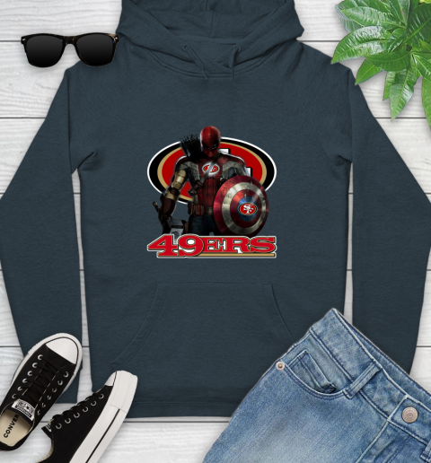 NFL Captain America Thor Spider Man Hawkeye Avengers Endgame Football San Francisco 49ers Youth Hoodie 8