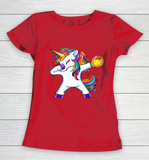 Dabbing Unicorn Softball T Shirt Funny Dab Gift Women's T-Shirt 10