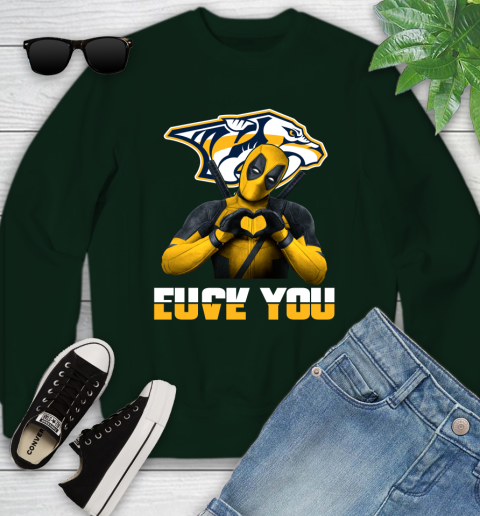 NHL Nashville Predators Deadpool Love You Fuck You Hockey Sports Youth Sweatshirt 9