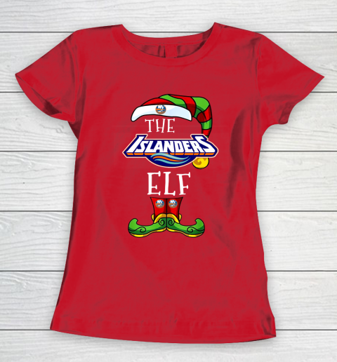 New York Islanders Christmas ELF Funny NHL Women's T-Shirt 9