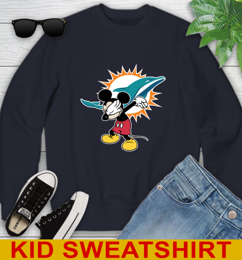 Miami Dolphins NFL Football Dabbing Mickey Disney Sports Youth Sweatshirt 3
