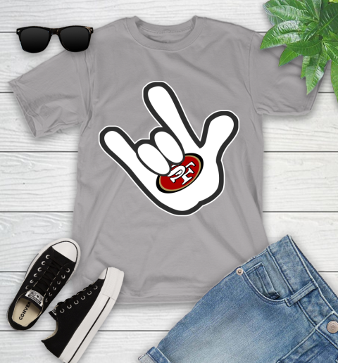 San Francisco 49ers NFL Football Mickey Rock Hand Disney Youth T-Shirt 4