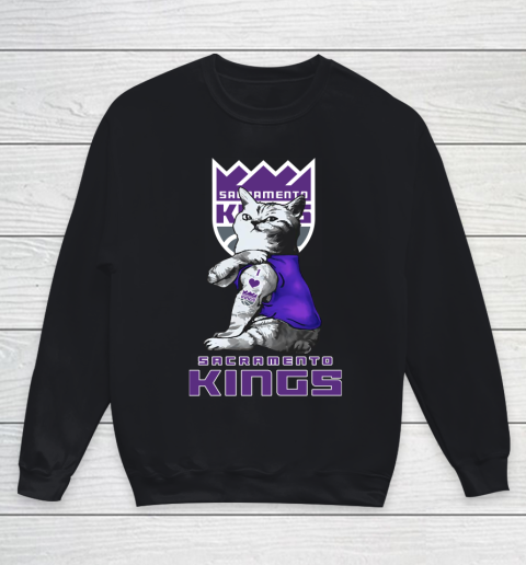 NBA Basketball My Cat Loves Sacramento Kings Youth Sweatshirt
