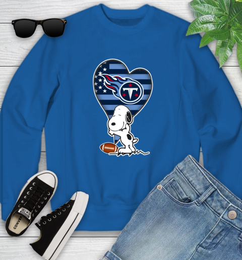 Tennessee Titans NFL Football The Peanuts Movie Adorable Snoopy Youth Sweatshirt 8