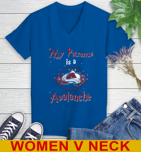 NHL Hockey Harry Potter My Patronus Is A Colorado Avalanche Women's V-Neck T-Shirt 9