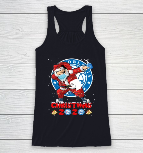 Philadelphia 76ers Funny Santa Claus Dabbing Christmas 2020 NBA Racerback Tank 7