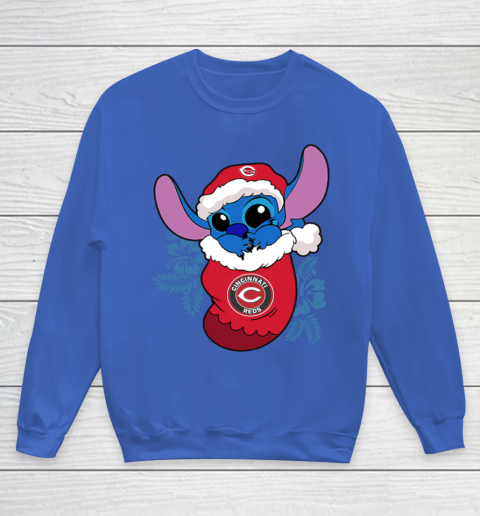 Cincinnati Reds Christmas Stitch In The Sock Funny Disney MLB Youth Sweatshirt 8