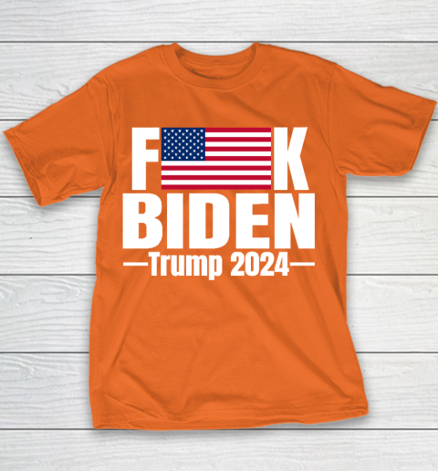 Fuck Biden American Flag Trump 2024 Youth T-Shirt 4