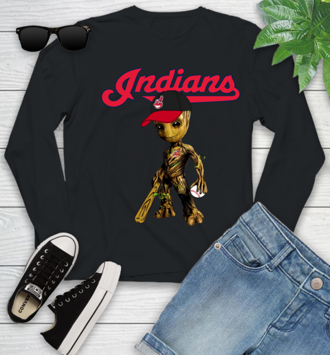 MLB Cleveland Indians Groot Guardians Of The Galaxy Baseball Youth Long Sleeve 2