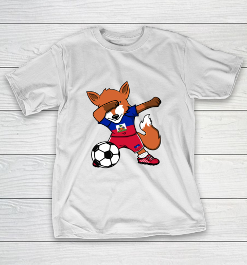 Dabbing Fox Haiti Soccer Fans Jersey Haitian Football Lovers T-Shirt