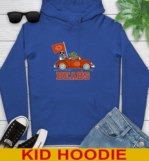 NFL Football Chicago Bears Darth Vader Baby Yoda Driving Star Wars Shirt Youth Hoodie 10