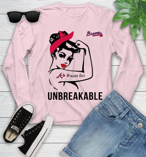 MLB Atlanta Braves Girl Unbreakable Baseball Sports Youth Long Sleeve 7