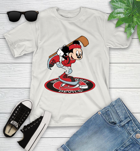 NHL Hockey New Jersey Devils Cheerful Mickey Disney Shirt Youth T-Shirt 12