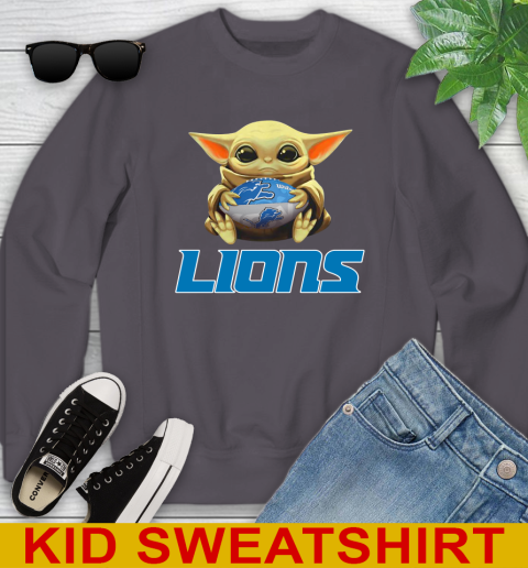 NFL Football Detroit Lions Baby Yoda Star Wars Shirt Youth Sweatshirt 6