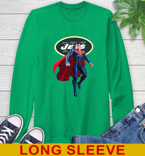 NFL Superman DC Sports Football New York Jets Long Sleeve T-Shirt 7