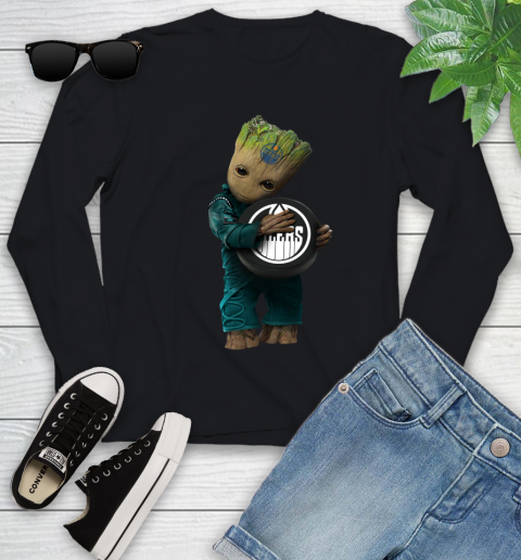 NHL Groot Guardians Of The Galaxy Hockey Sports Edmonton Oilers Youth Long Sleeve 2