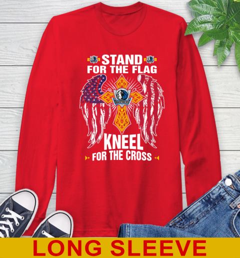 NBA Basketball Dallas Mavericks Stand For Flag Kneel For The Cross Shirt Long Sleeve T-Shirt - Image 13