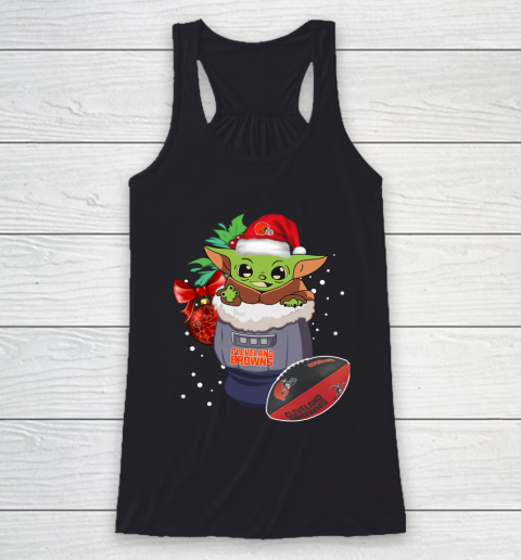 Cleveland Browns Christmas Baby Yoda Star Wars Funny Happy NFL Racerback Tank