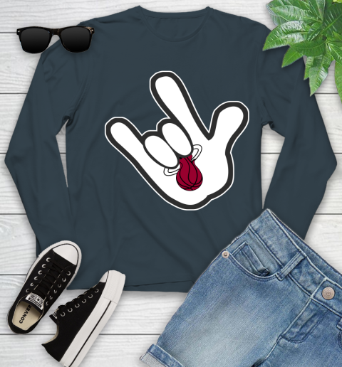 Miami Heat NBA Basketball Mickey Rock Hand Disney Youth Long Sleeve 8