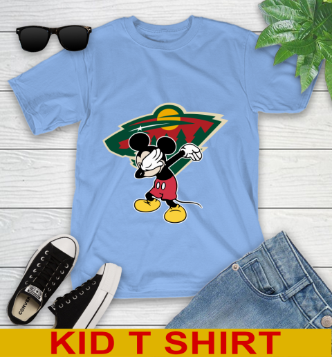 Minnesota Wild NHL Hockey Dabbing Mickey Disney Sports Youth T-Shirt 11