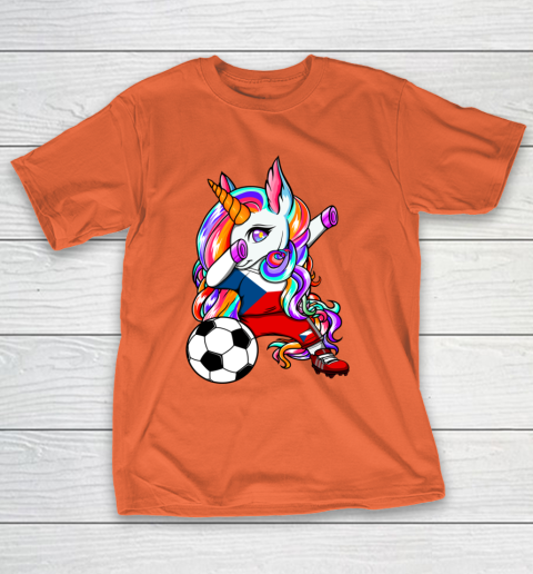 Dabbing Unicorn Czech Republic Soccer Fans Jersey Football T-Shirt 5