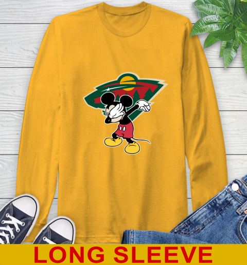 Minnesota Wild NHL Hockey Dabbing Mickey Disney Sports Long Sleeve T-Shirt 3