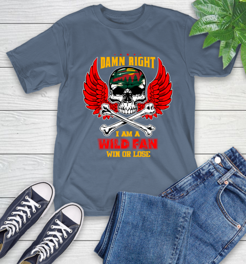 NHL Damn Right I Am A Minnesota Wild Win Or Lose Skull Hockey Sports T-Shirt 8