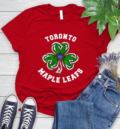 NHL Toronto Maple Leafs Three Leaf Clover St Patrick's Day Hockey Sports Women's T-Shirt 13