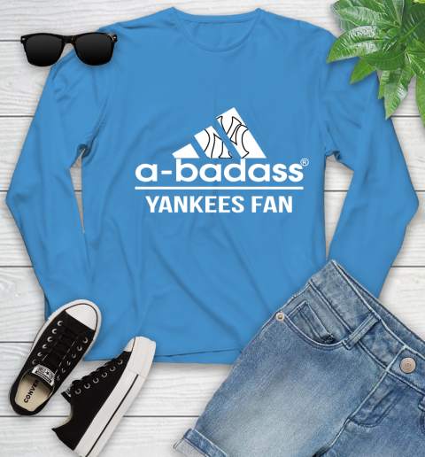 MLB A Badass New York Yankees Fan Adidas Baseball Sports Youth Long Sleeve 8