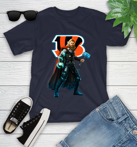 NFL Thor Avengers Endgame Football Cincinnati Bengals Youth T-Shirt 3