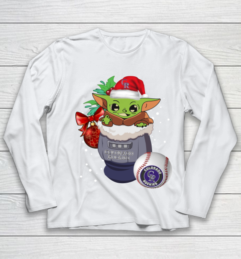 Colorado Rockies Christmas Baby Yoda Star Wars Funny Happy MLB Youth Long Sleeve 2