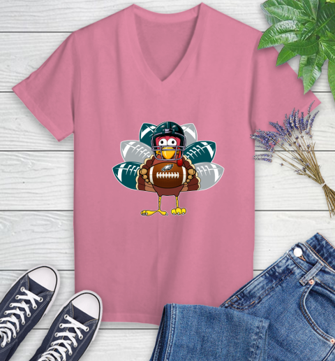 Philadelphia Eagles Turkey Thanksgiving Day Women's V-Neck T-Shirt 13