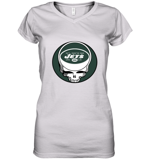 NFL Team New York Jets x Grateful Dead Logo Band Women's V-Neck T-Shirt
