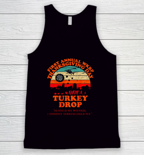 Funny Wkrp Turkey Drop Turkey Thanksgiving Turkey Fly Tank Top