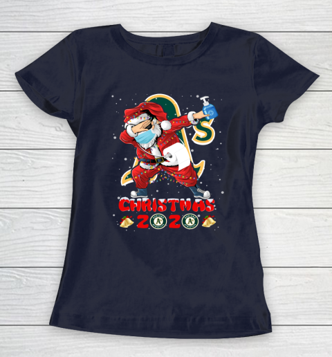 Oakland Athletics Funny Santa Claus Dabbing Christmas 2020 MLB Women's T-Shirt 2