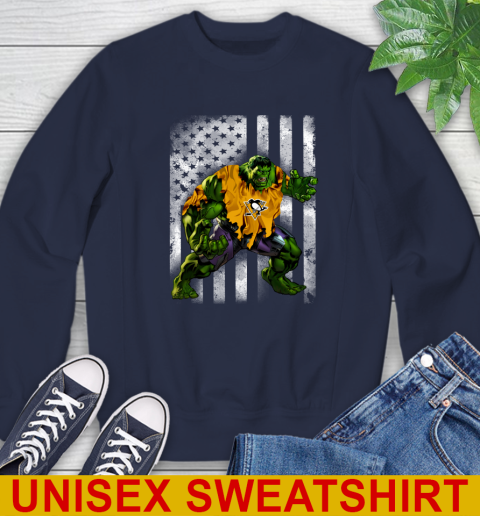 Pittsburgh Penguins Hulk Marvel Avengers NHL Hockey American Flag Sweatshirt 2