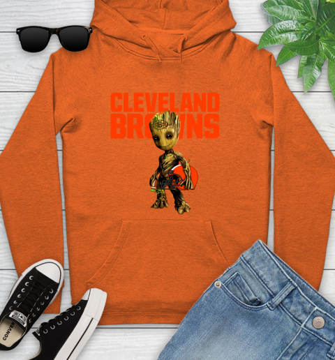 Cleveland Browns NFL Football Groot Marvel Guardians Of The Galaxy Youth Hoodie 5