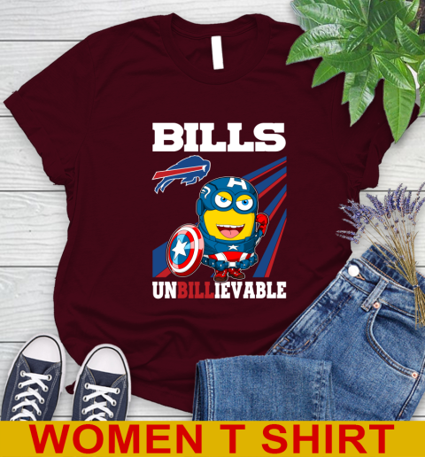 NFL Football Buffalo Bills Captain America Marvel Avengers Minion Shirt Women's T-Shirt 6