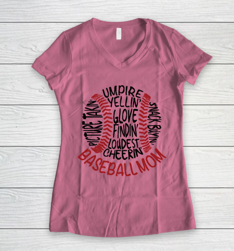 Mother's Day Funny Gift Ideas Apparel  Baseball Mom 2 T Shirt Women's V-Neck T-Shirt 7
