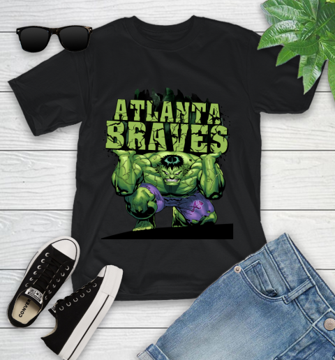 Atlanta Braves MLB Baseball Incredible Hulk Marvel Avengers Sports Youth T-Shirt 2