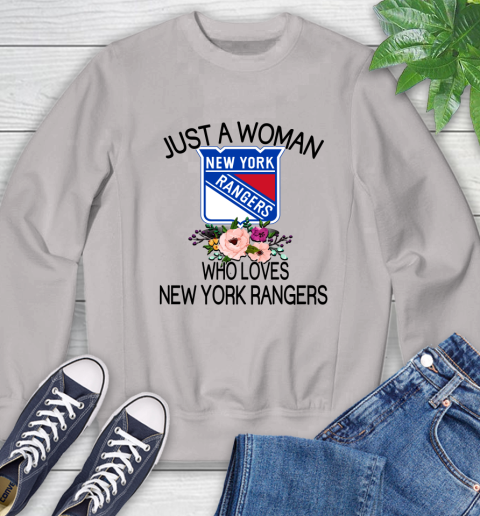 NHL Just A Woman Who Loves New York Rangers Hockey Sports Sweatshirt 9