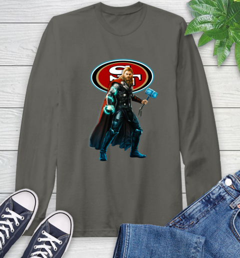 NFL Thor Avengers Endgame Football San Francisco 49ers Long Sleeve T-Shirt 8