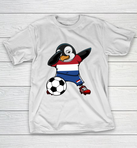 Dabbing Penguin Netherlands Soccer Fan Jersey Football Lover T-Shirt