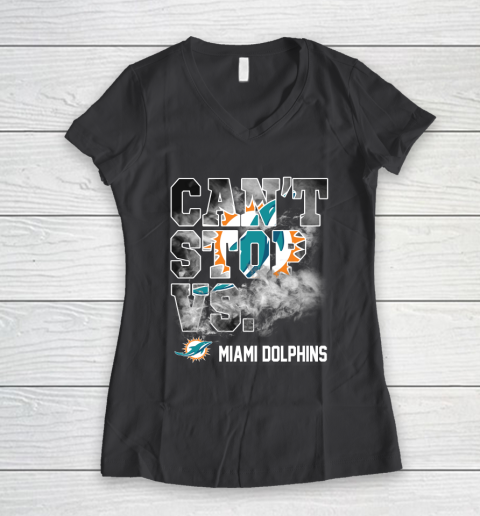 NFL Miami Dolphins Can't Stop Vs Women's V-Neck T-Shirt 6