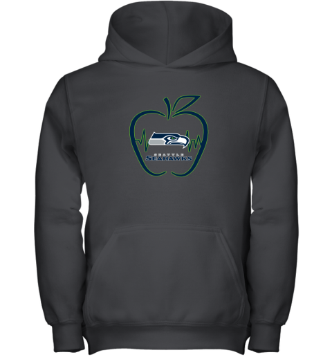 Apple Heartbeat Teacher Symbol Seattle Seahawks Youth Hoodie