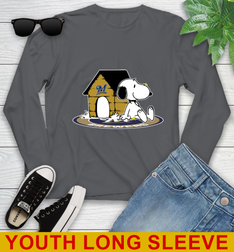 MLB Baseball Milwaukee Brewers Snoopy The Peanuts Movie Shirt Youth Long Sleeve 9