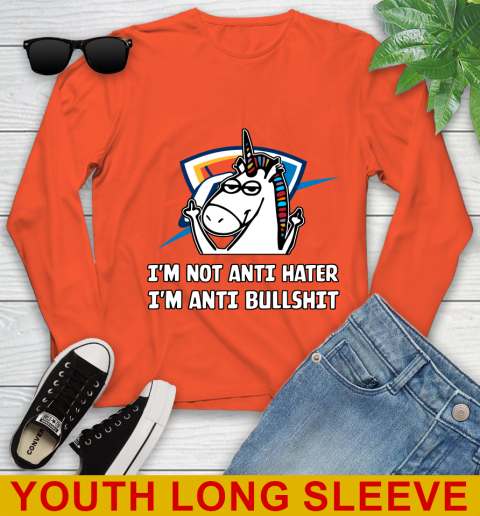 Oklahoma City Thunder NBA Basketball Unicorn I'm Not Anti Hater I'm Anti Bullshit Youth Long Sleeve 4