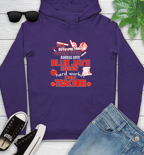 Toronto Blue Jays MLB I'm A Difference Making Student Caring Baseball Loving Kinda Teacher Youth Hoodie 5